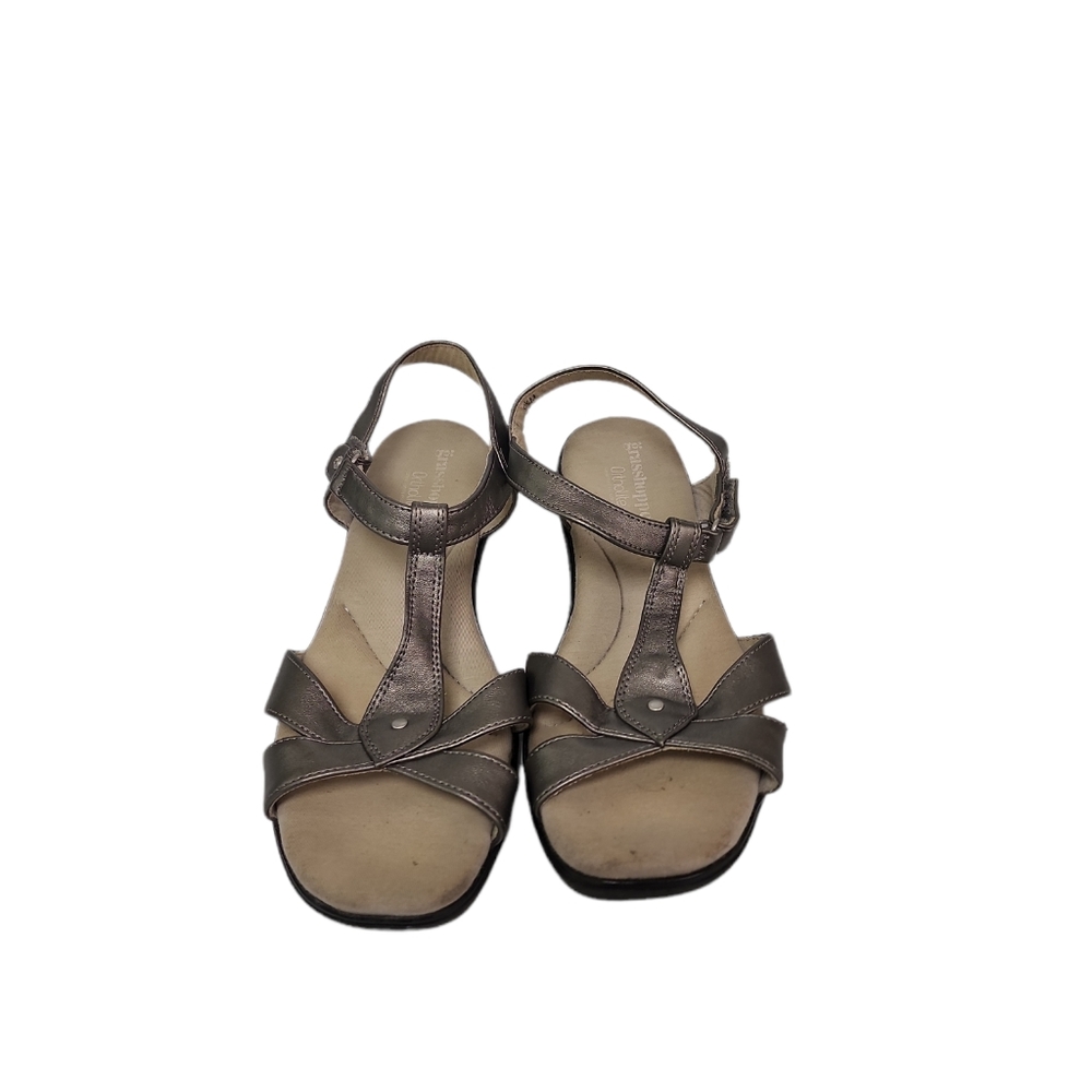 Grasshoppers Silver Ortholite Strappy Sandals With Adjustable Tape Stap Sz 9.5